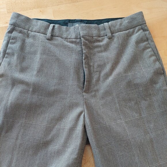 H&M Slim Fit Brown Plaid Checkers Dress Pants Men's Size 29 - Picture 1 of 15